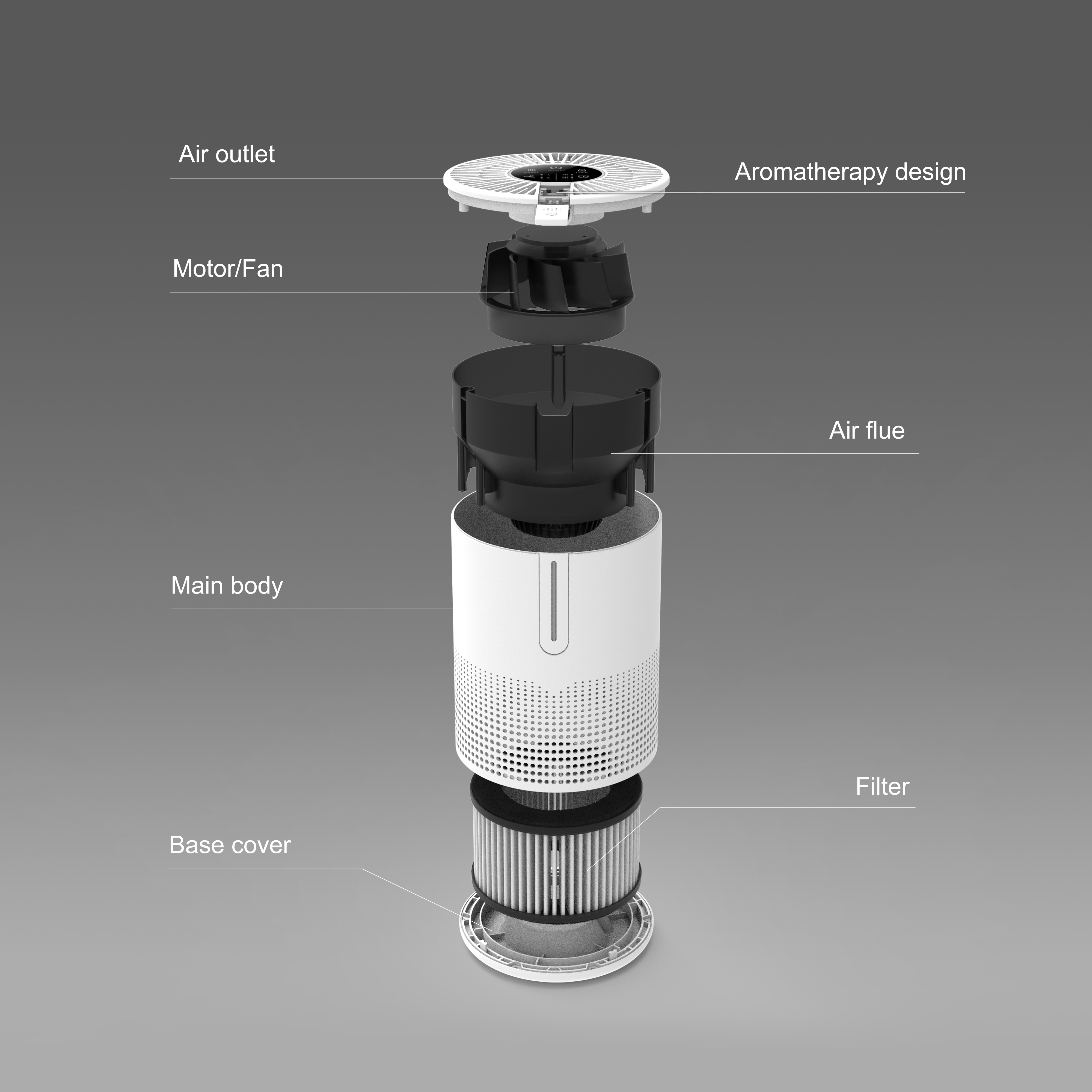 Настольный очиститель воздуха с лазерным датчиком ODM PM2.5 с USB-кабелем